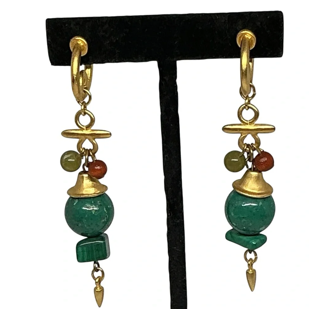 Vintage Earring Lot Gold-Tone Dangle Pierced